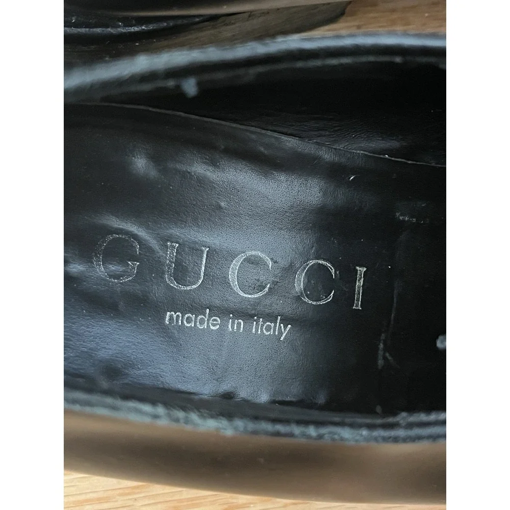 Mens Gucci Italy Black Leather Cap Toe Derby Dress Shoes Oxfords Size 8.5 D